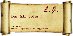 Légrádi Jolán névjegykártya